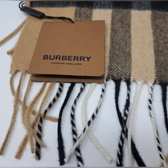 Burberry Giant Check 100% Cashmere Scarf Archive Beige Scotland 168x30 $500+ - Picture 16 of 16